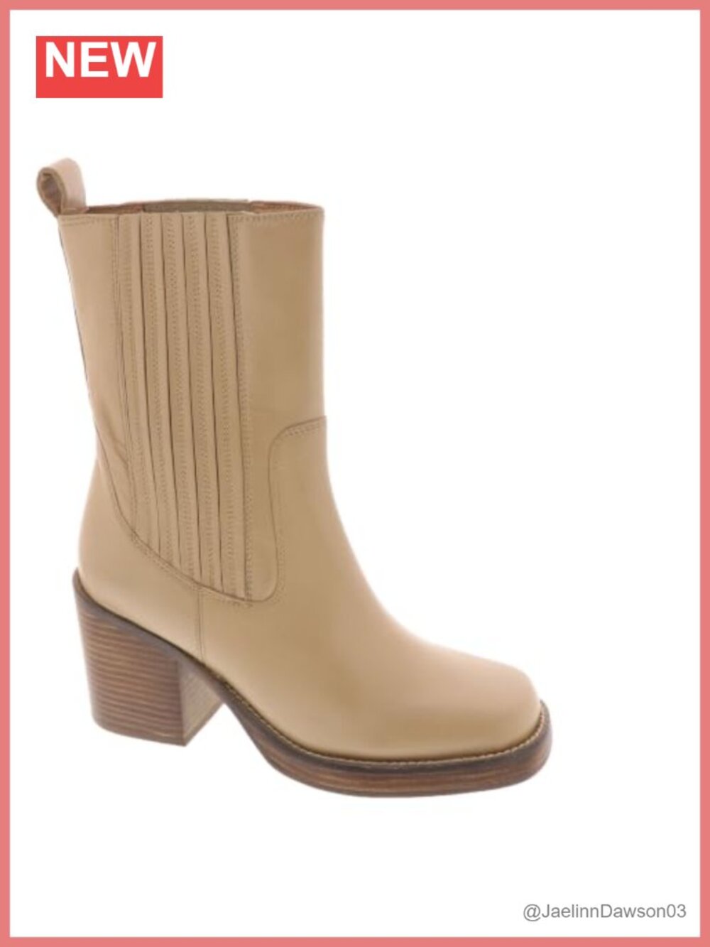Leather Western Pull-On Mid-Calf Boot Square Toe